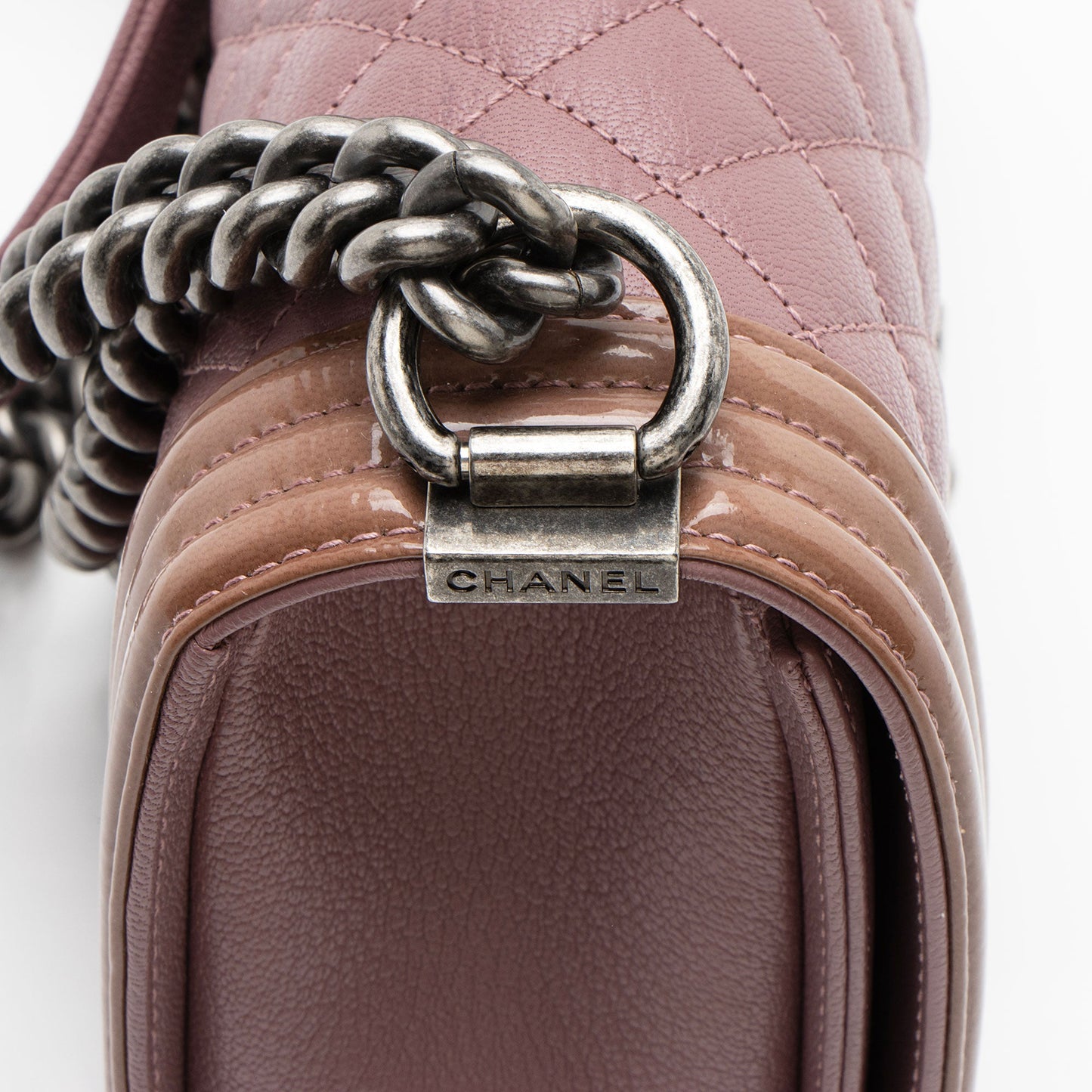 Chanel Calfskin Patent Old Medium Boy Bag