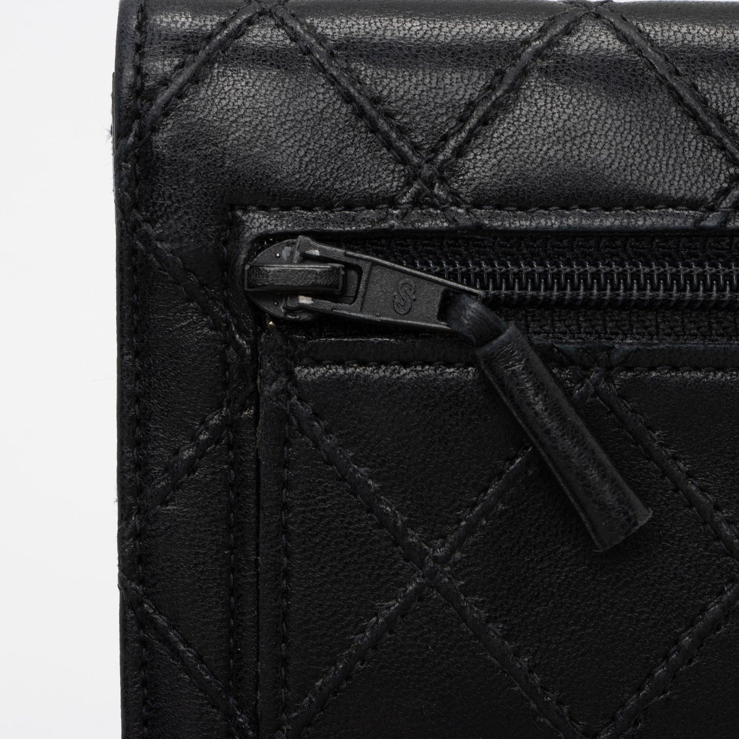 Chanel Calfskin Diamond Wild Stitch Envelope Wallet (SHF-pNxSvK)