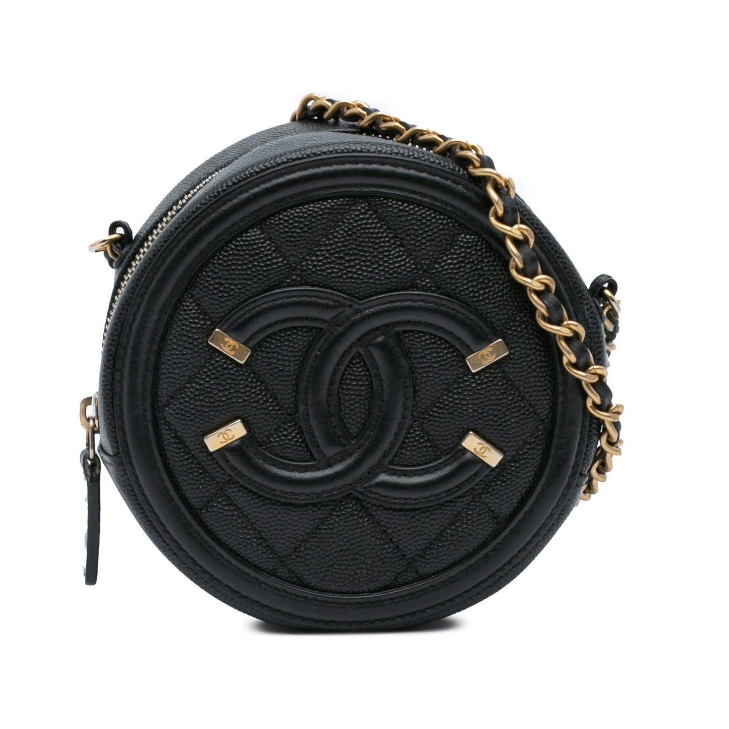Chanel Caviar CC Filigree Round Crossbody