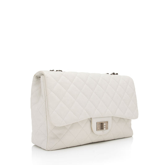 Chanel Caviar Leather Bijoux Chain Jumbo Single Flap Bag