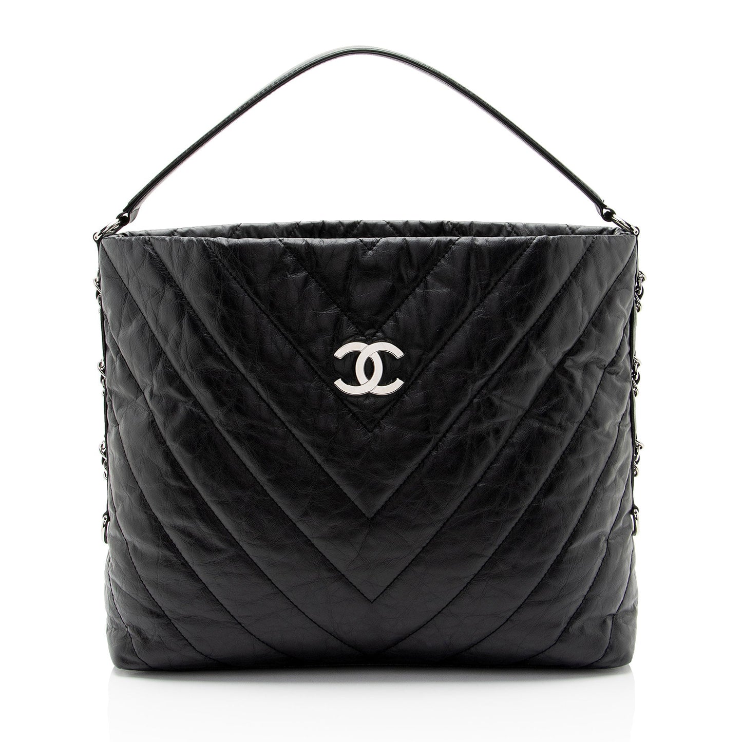 Chanel Chevron Aged Calfskin Big Bang Hobo (SHF-3kJJhz)