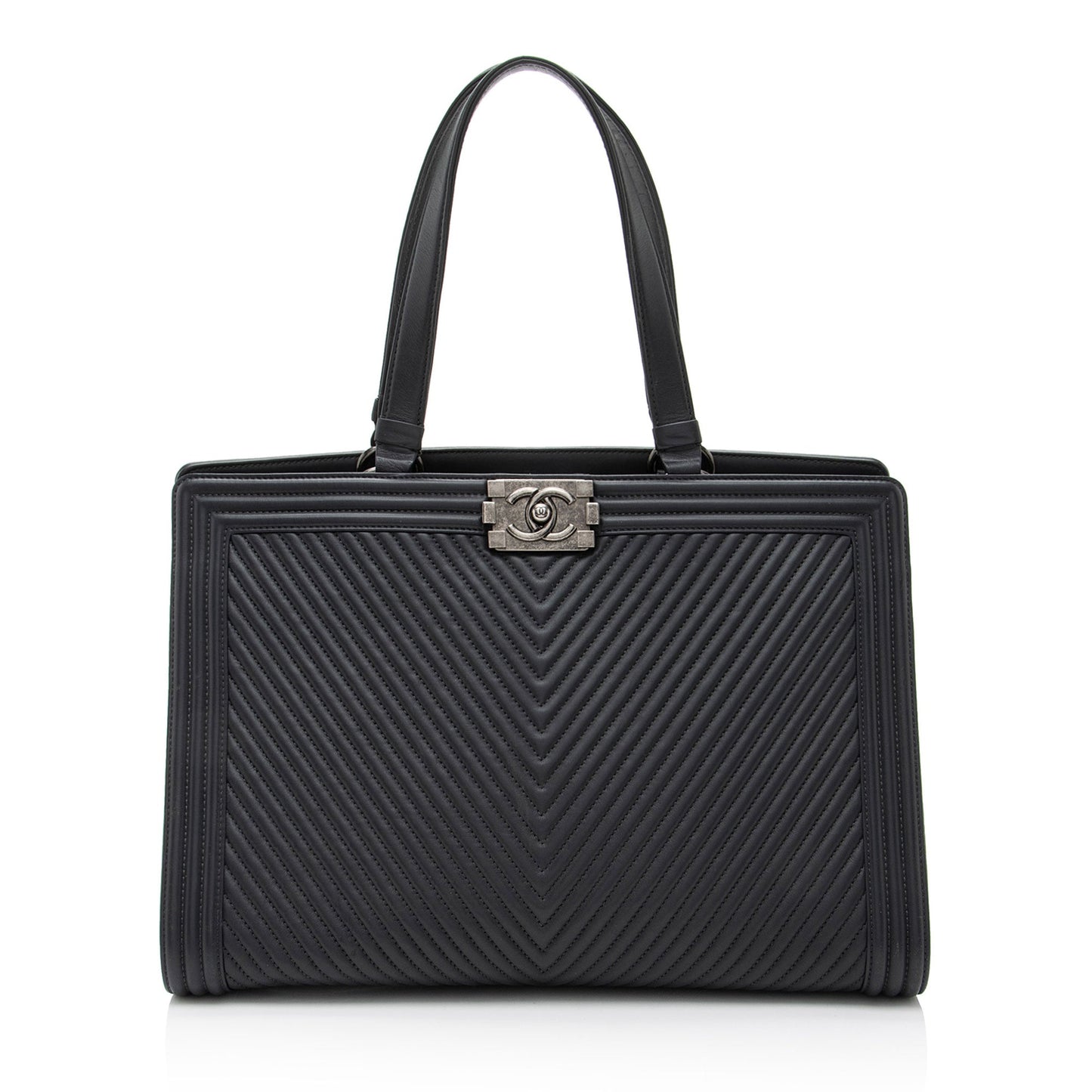 Chanel Chevron Lambskin Boy Shopping Tote