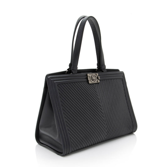 Chanel Chevron Lambskin Boy Shopping Tote