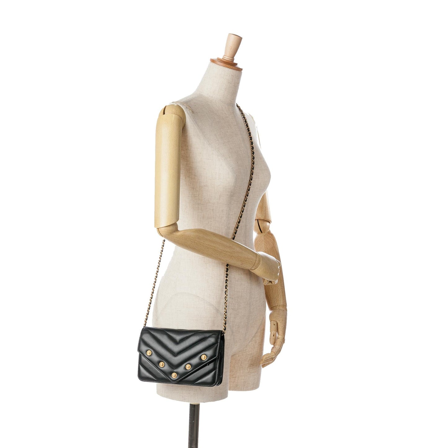 Chanel Chevron Lambskin Button Wallet On Chain