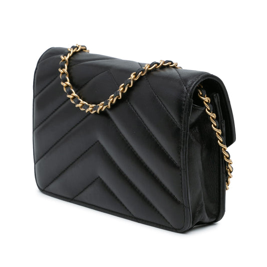 Chanel Chevron Lambskin Button Wallet On Chain
