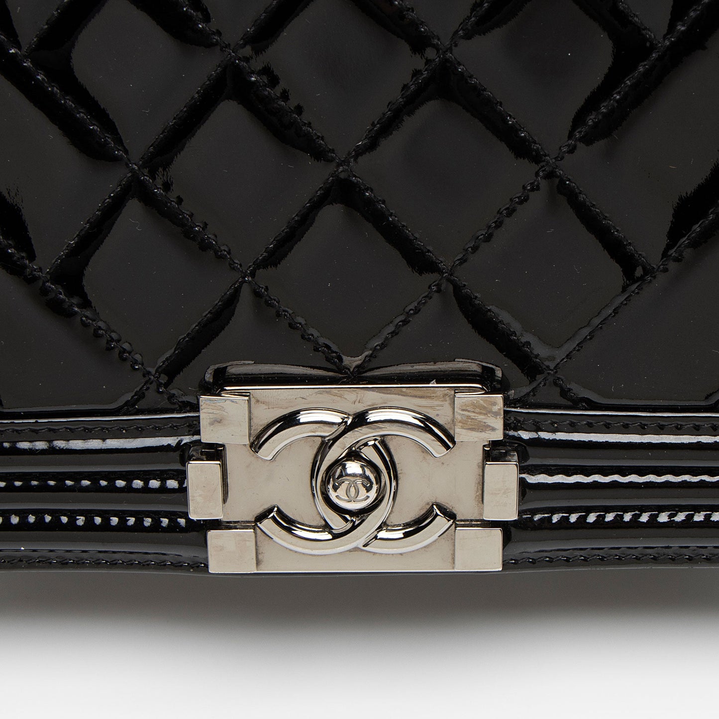 Chanel Chevron Patent Leather New Medium Boy Bag