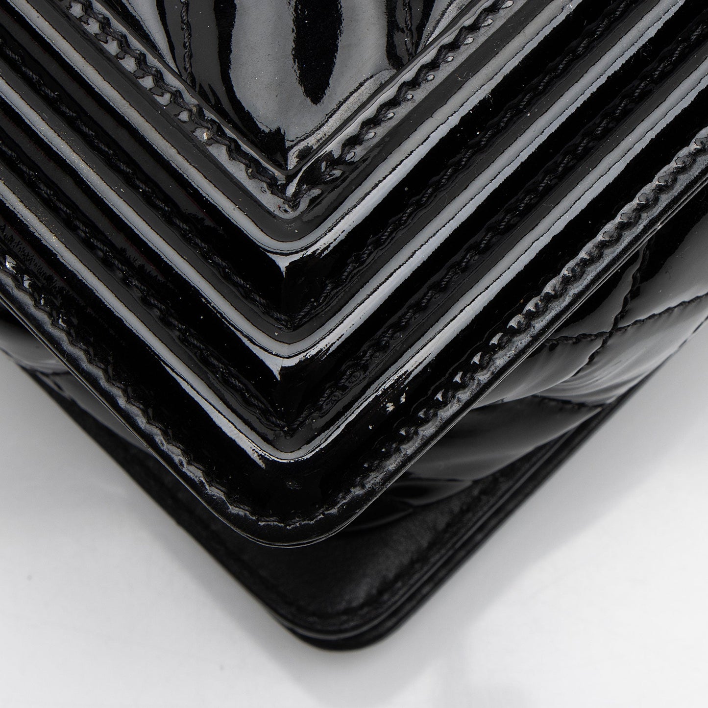 Chanel Chevron Patent Leather New Medium Boy Bag