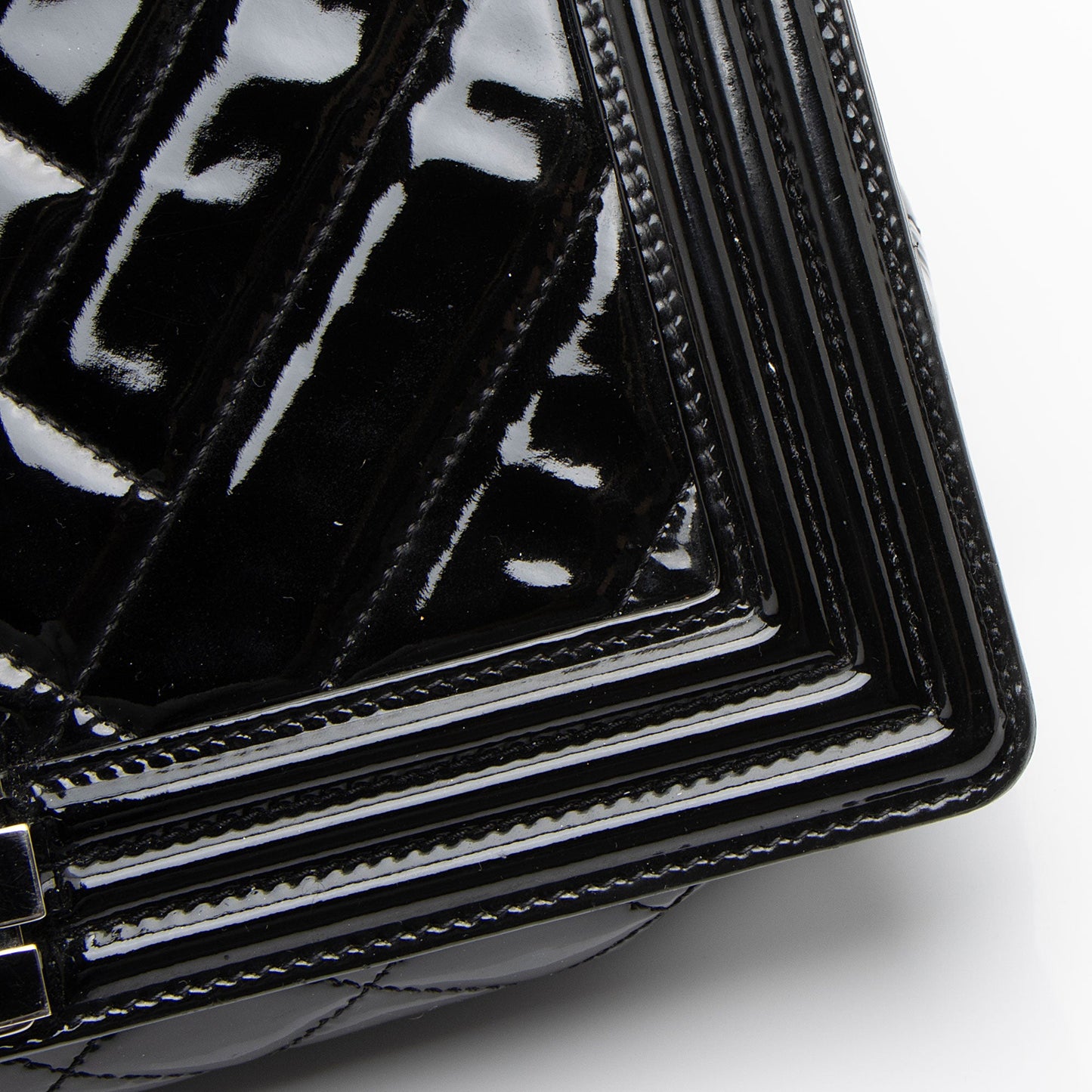 Chanel Chevron Patent Leather New Medium Boy Bag