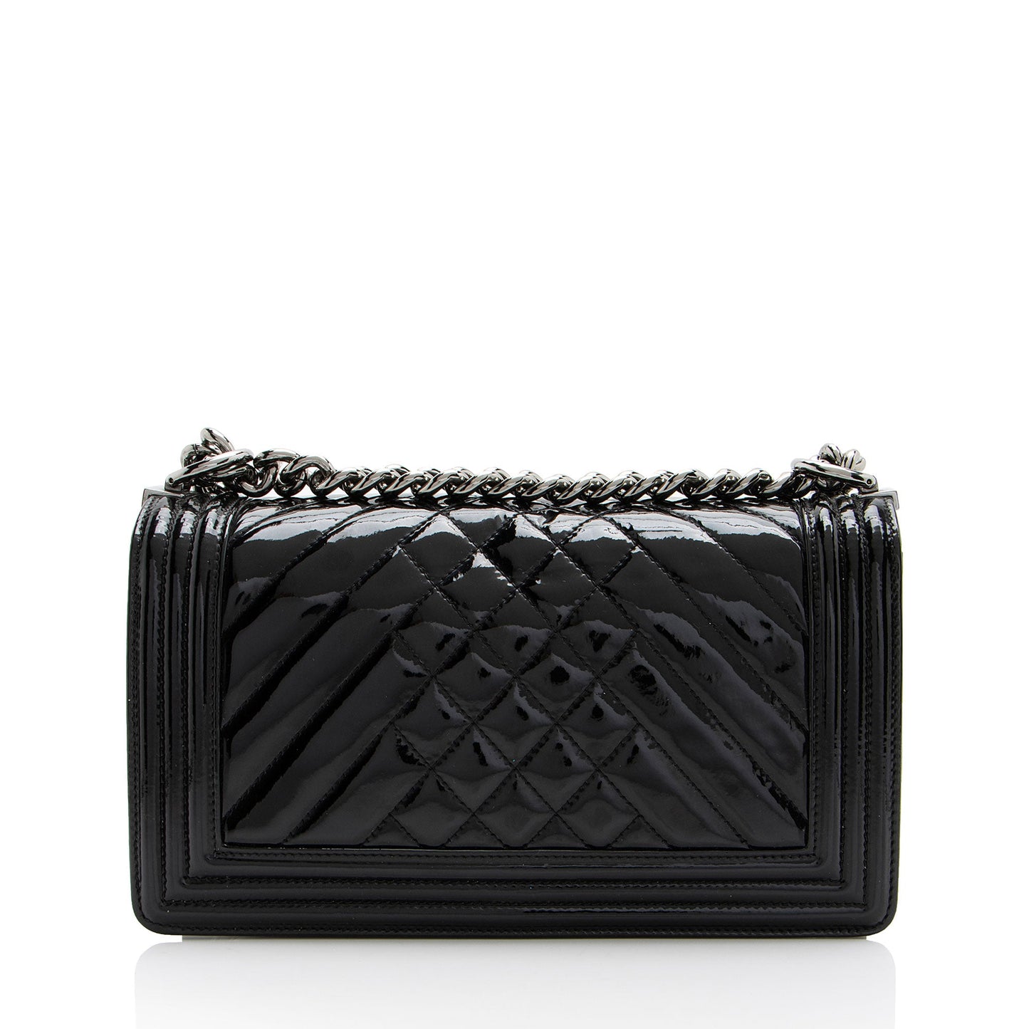 Chanel Chevron Patent Leather Old Medium Boy Bag