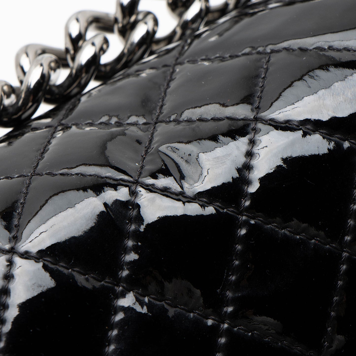 Chanel Chevron Patent Leather Old Medium Boy Bag