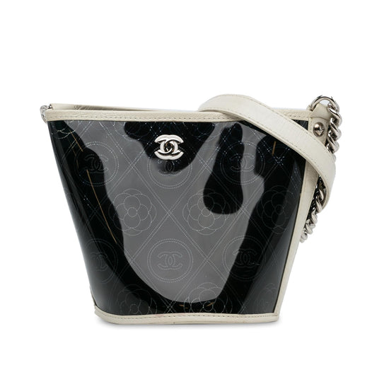 Chanel Crumpled Calfskin PVC Camellia Bucket (SHG-Z2KcYy)