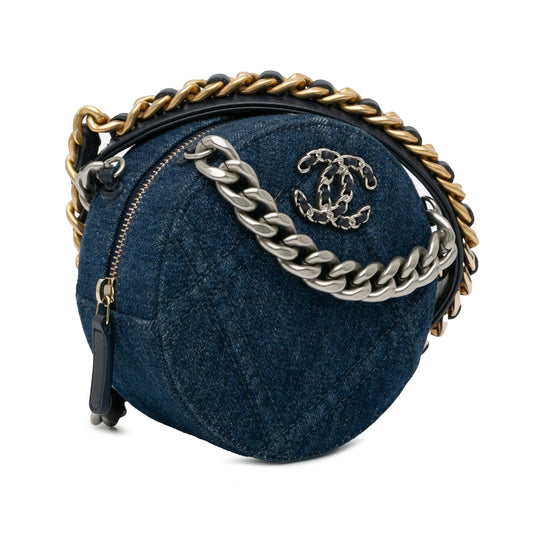 Chanel Denim 19 Round Clutch with Chain