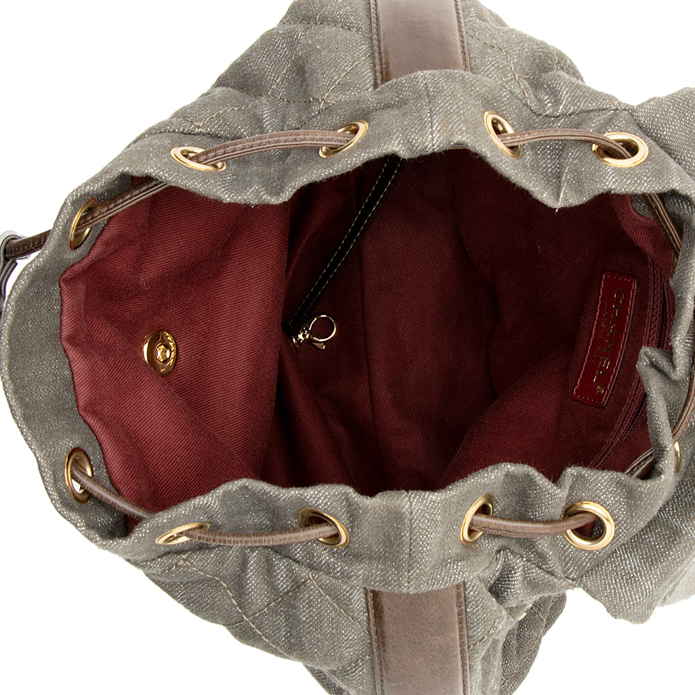 Chanel Denim Calfskin CC Drawstring Backpack (SHF-19072)