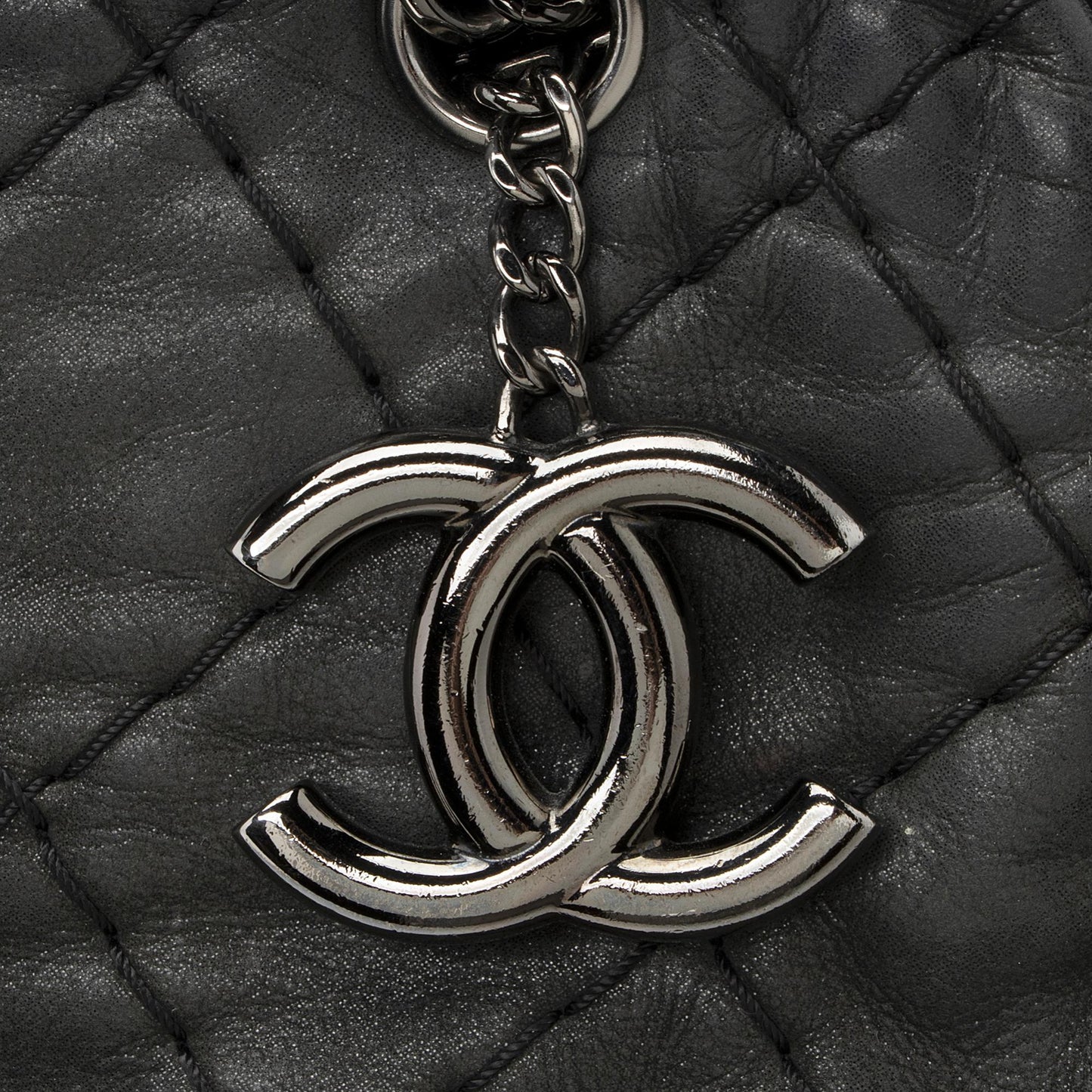 Chanel Distressed Calfskin Just Mademoiselle XL Bowler Bag (SHF-22552)