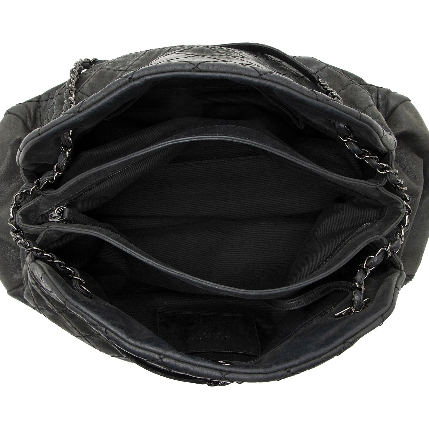 Chanel Distressed Calfskin Just Mademoiselle XL Bowler Bag (SHF-22552)