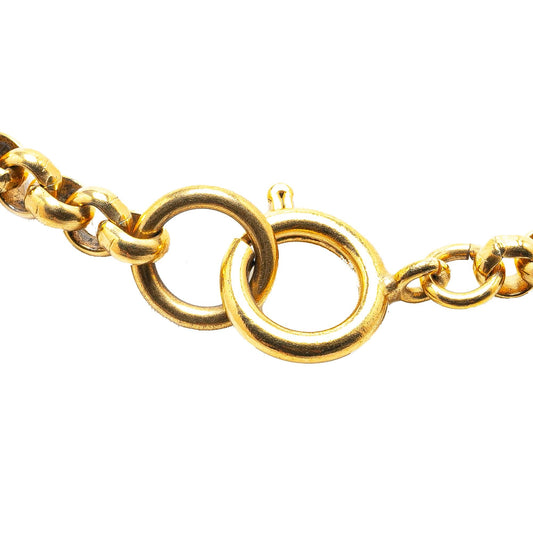 Chanel Gold Plated CC Flower Pendant Necklace
