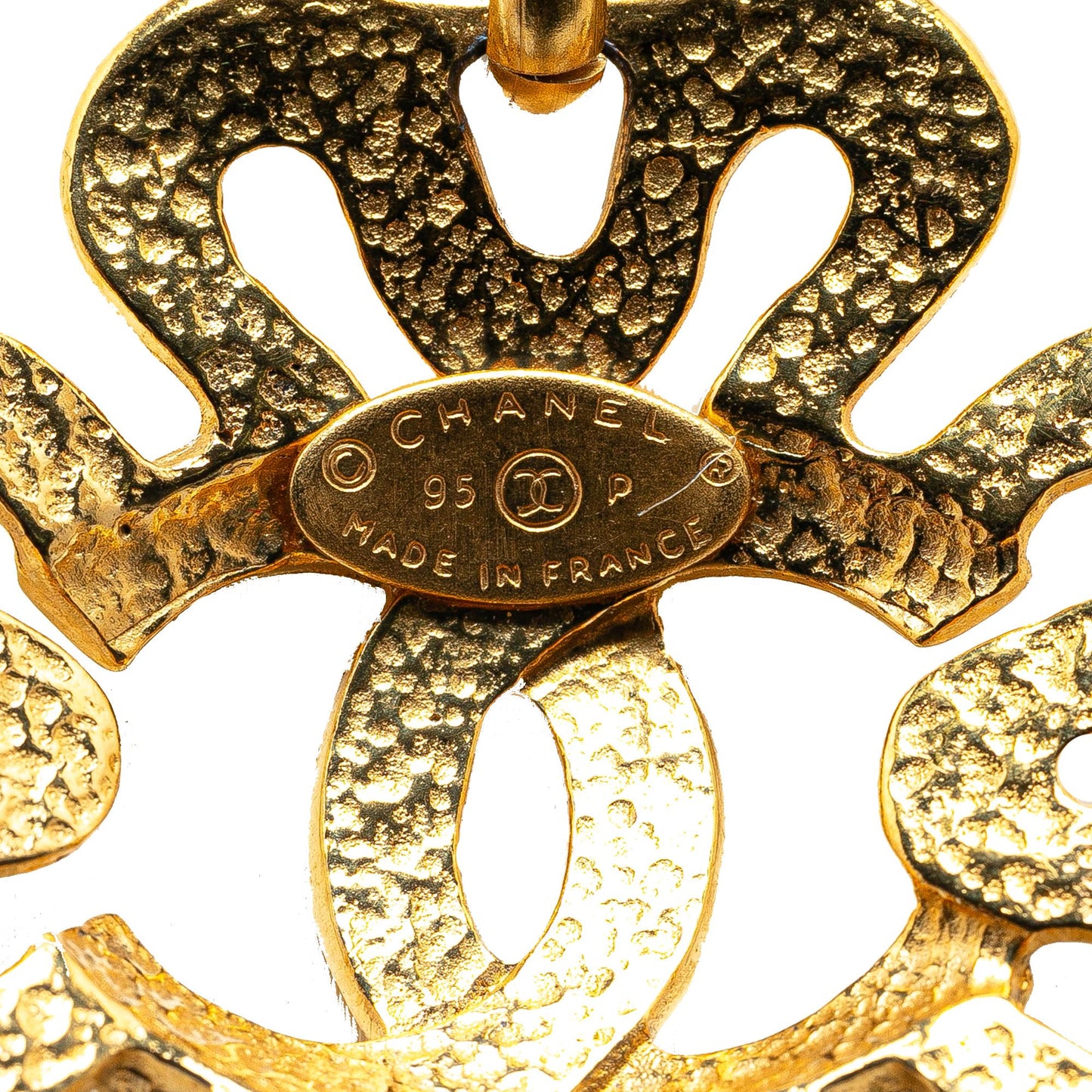 Chanel Gold Plated CC Flower Pendant Necklace