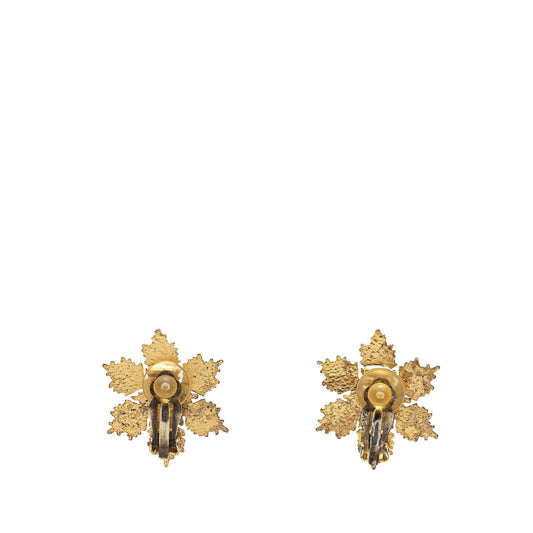Chanel Gold Plated CC Snowflake Clip On Earrings