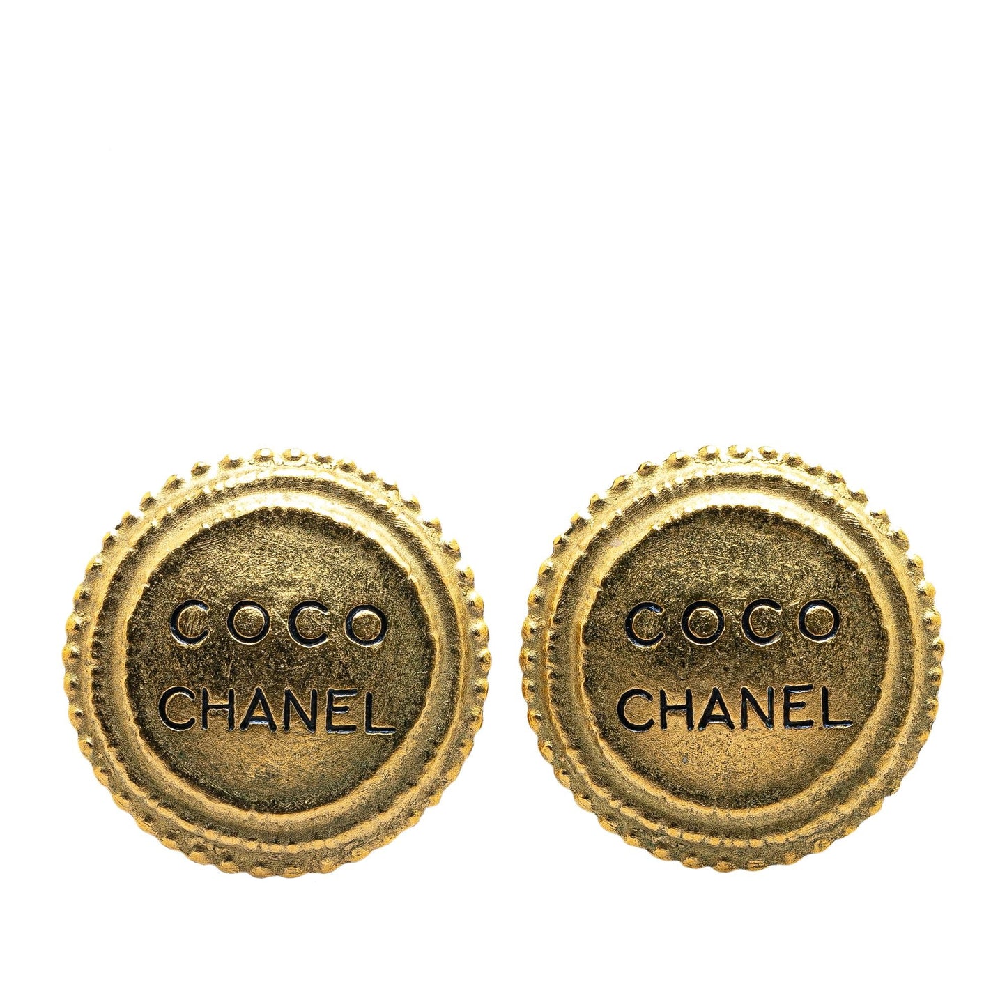Chanel Gold Plated Logo Clip On Earrings