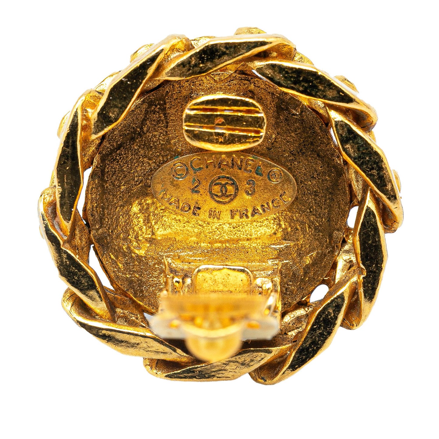 Chanel Gold Plated Rhinestone CC Clip On Earrings