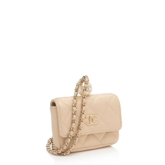 Chanel Iridescent Caviar Leather Pearl On Top Crossbody
