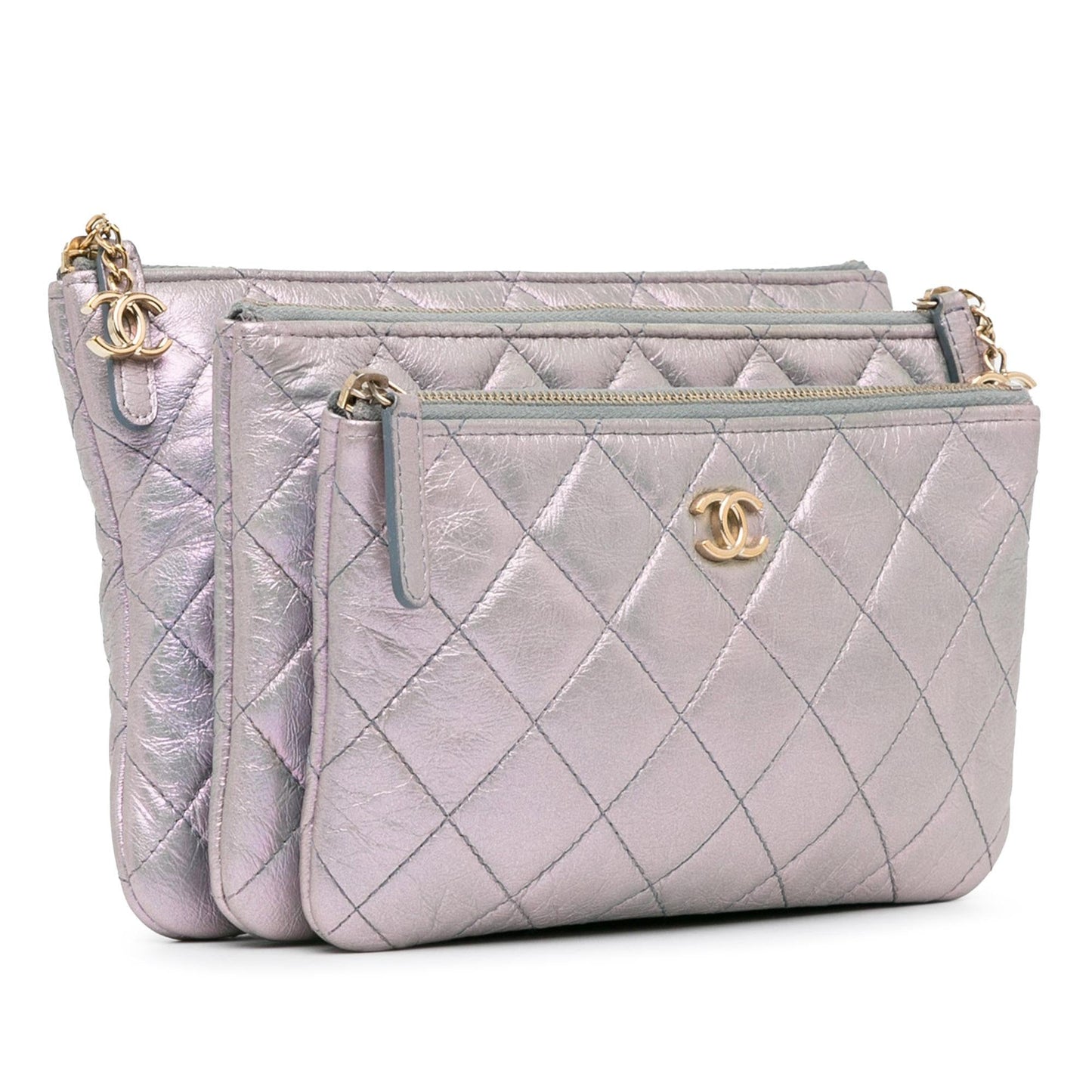 Chanel Iridescent Crumpled Calfskin Trio Cosmetic Case (SHG-znMKyB)