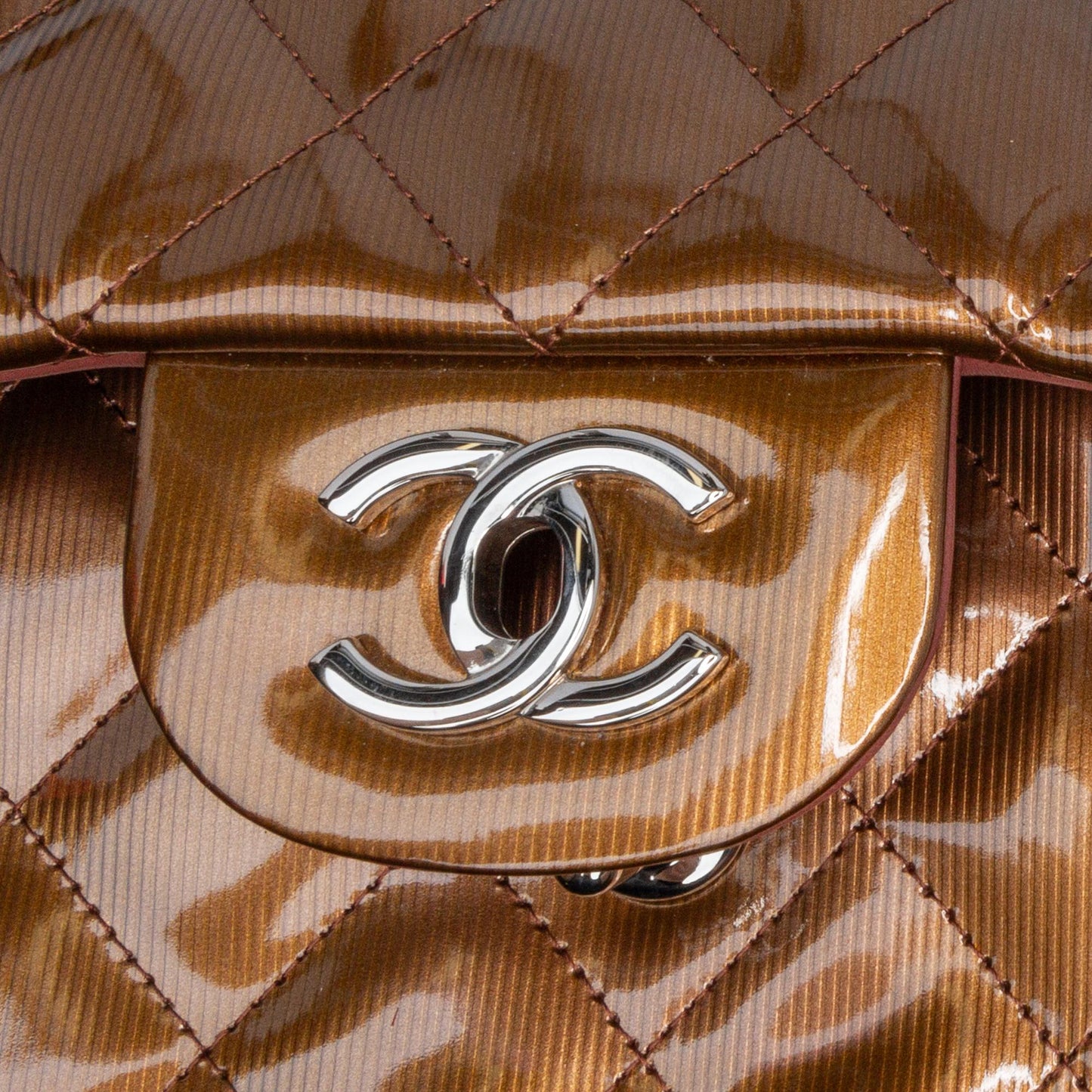 Chanel Jumbo Classic Metallic Patent Double Flap