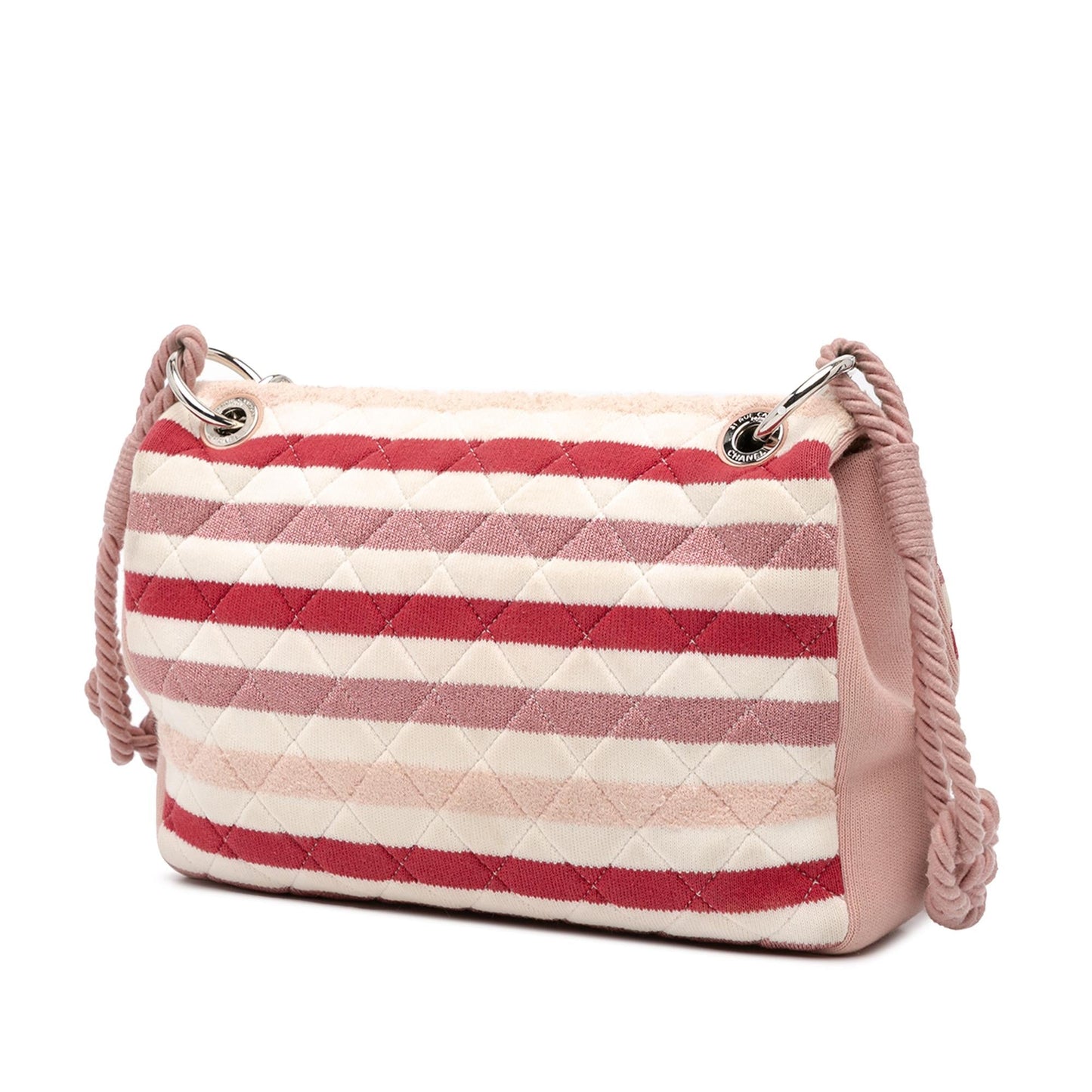 Chanel Jumbo Stripe Jersey Felt and Rope Flap
