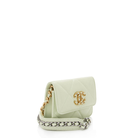 Chanel Lambskin 19 Flap Coin Purse on Chain