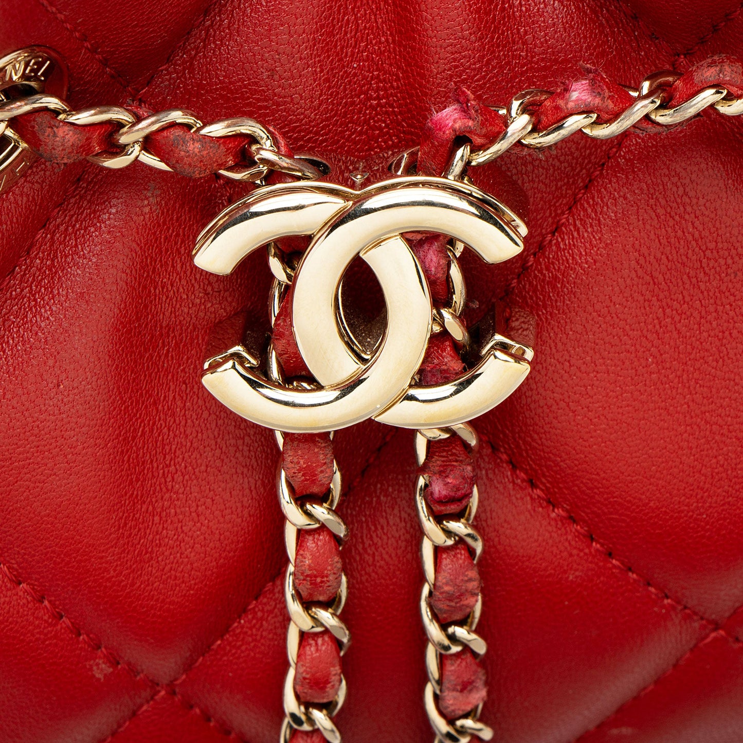 Chanel Lambskin CC Drawstring Mini Chain Bucket Bag