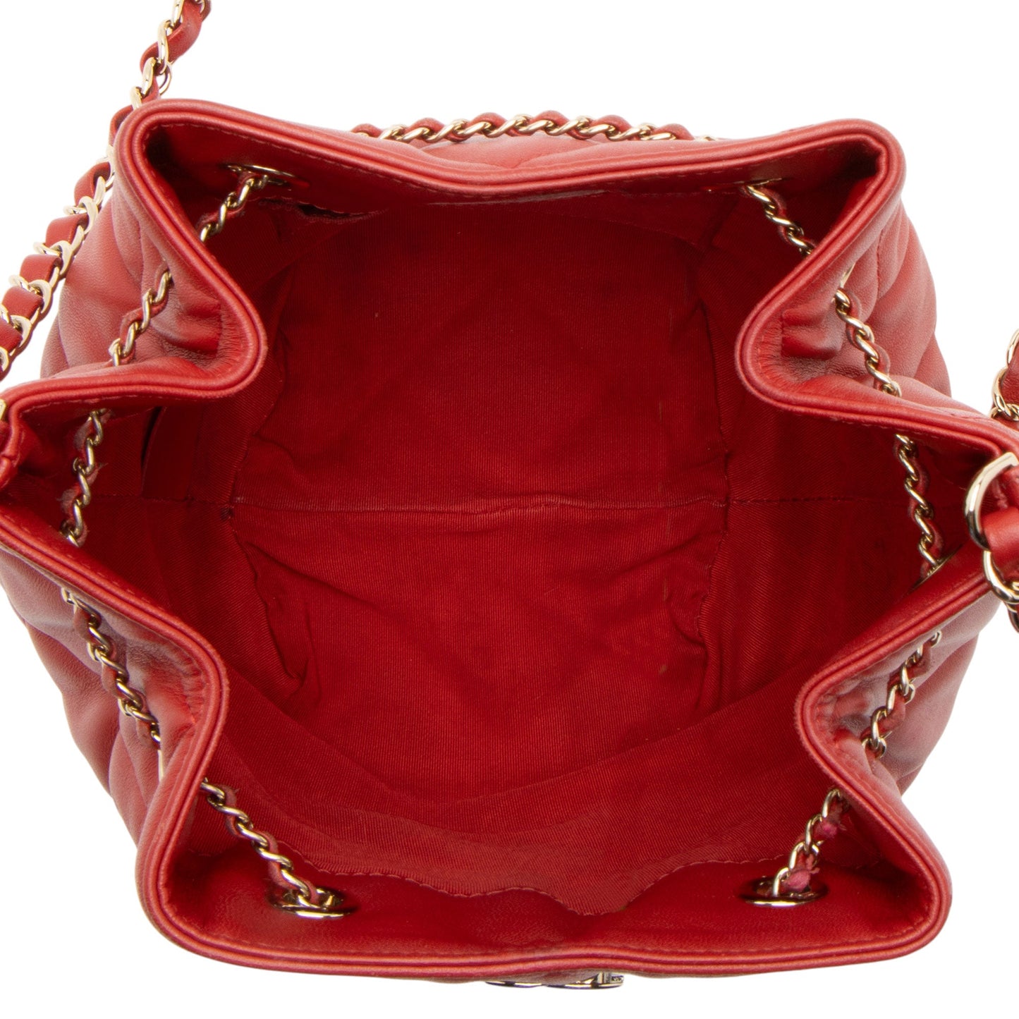 Chanel Lambskin CC Drawstring Mini Chain Bucket Bag