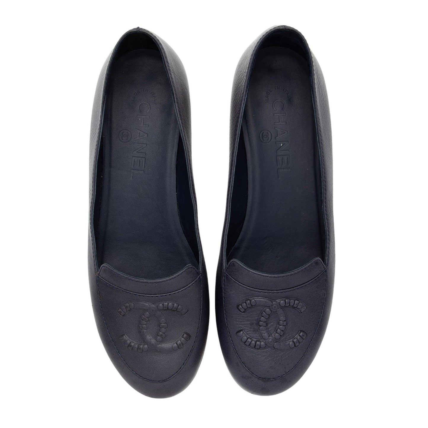 Chanel Lambskin CC Loafers - Size 7.5 / 37.5