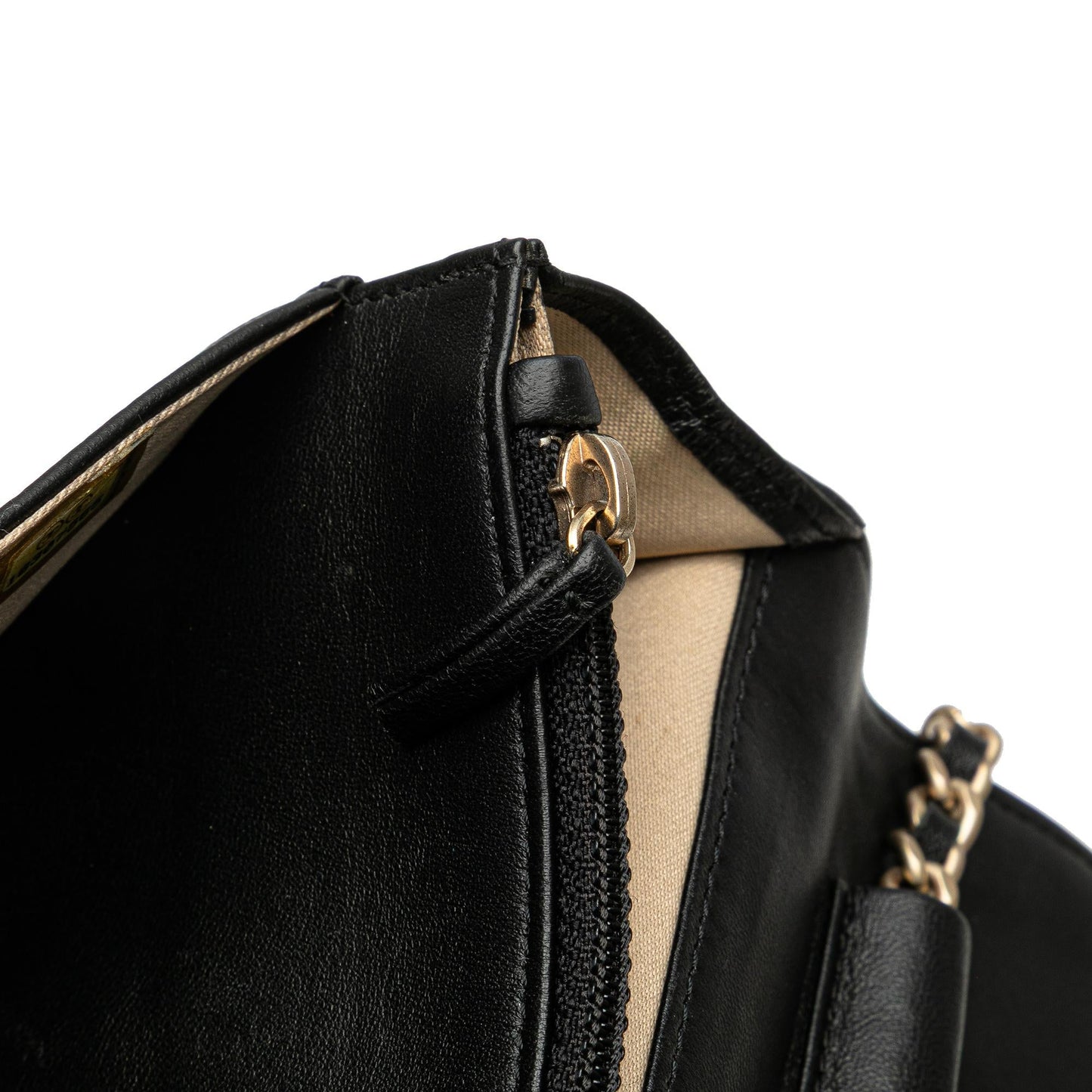 Chanel Lambskin Camellia Embossed Wallet On Chain