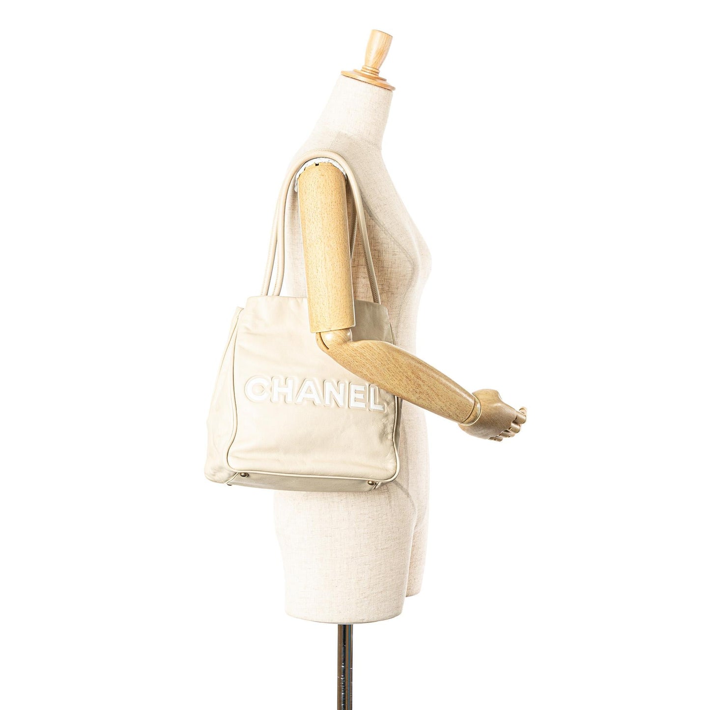 Chanel Lambskin Logo Camellia Tote