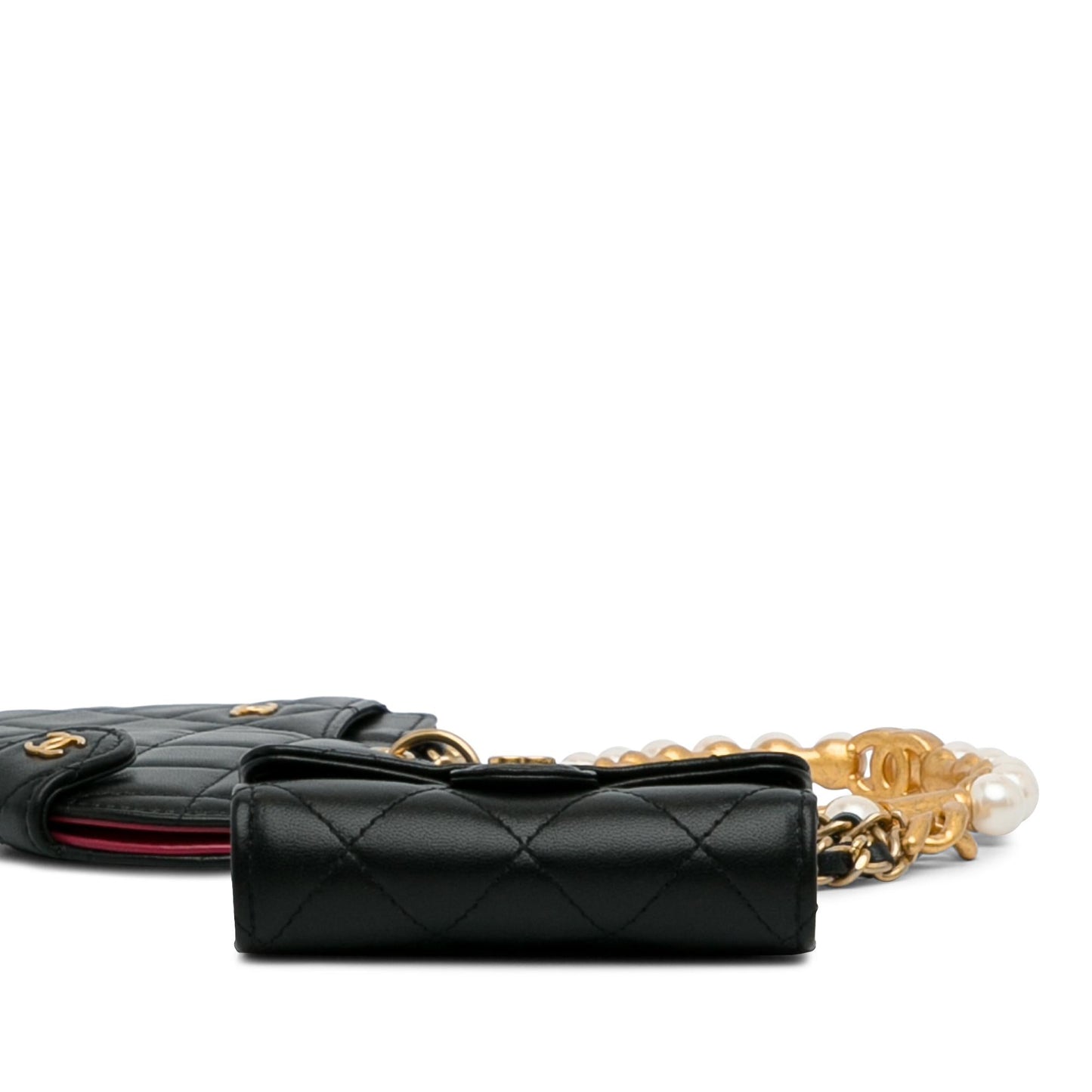 Chanel Lambskin Pearl Crown CC Wristlet Multi Pouches