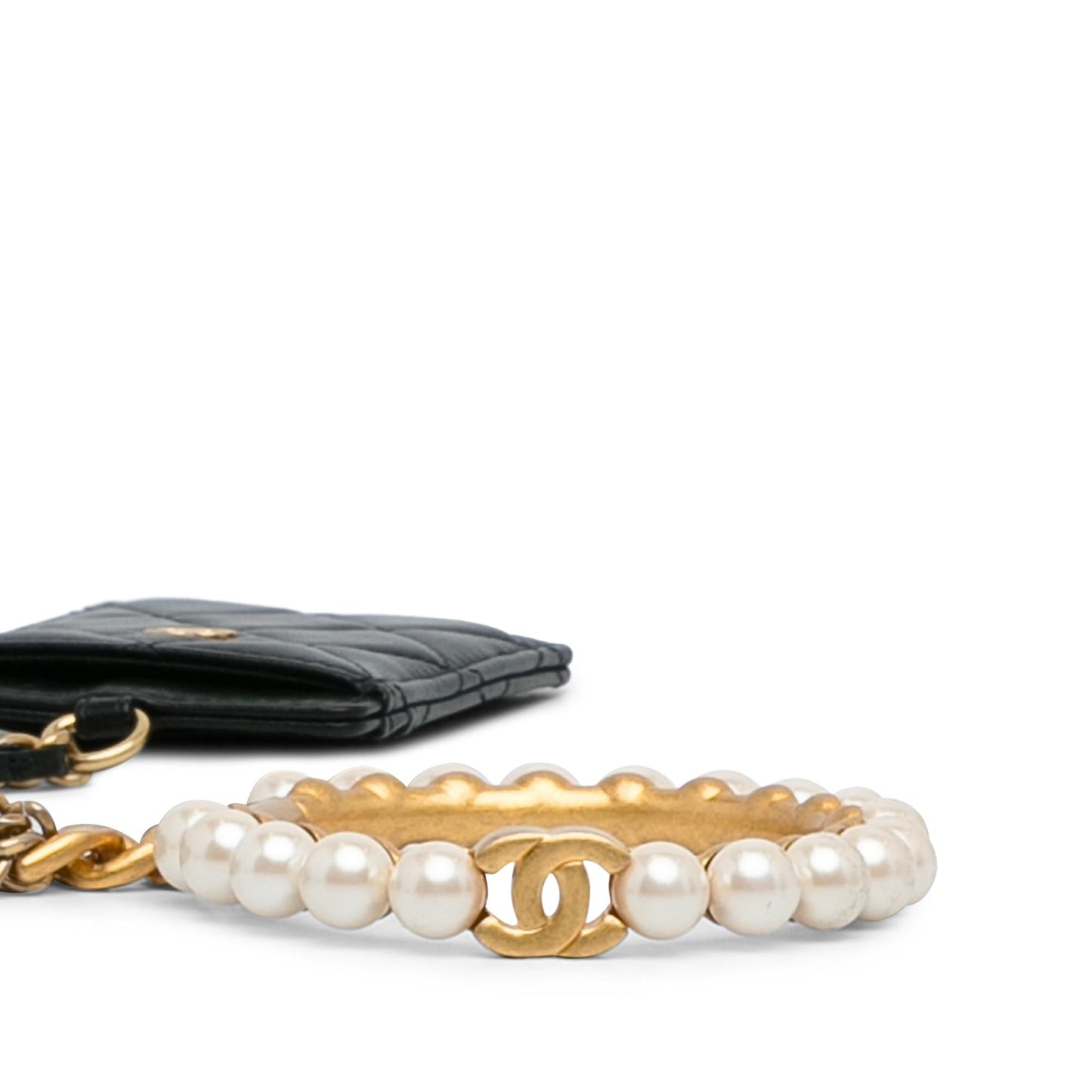 Chanel Lambskin Pearl Crown CC Wristlet Multi Pouches