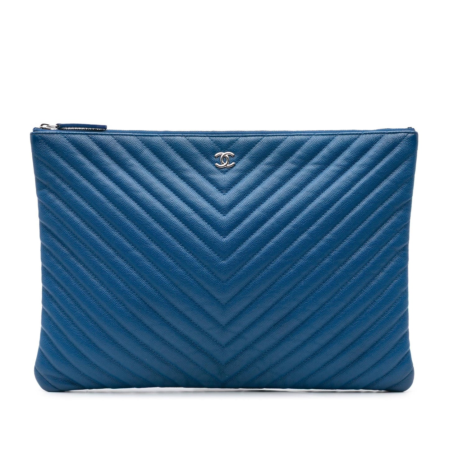 Chanel Large CC Chevron Caviar O Case Clutch