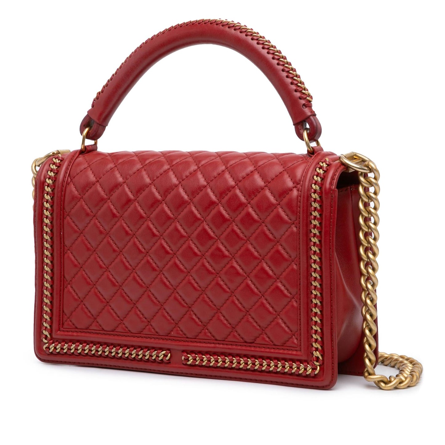 Chanel Large Calfskin Boy Chain Around Top Handle Flap (SHG-PLnRDp)