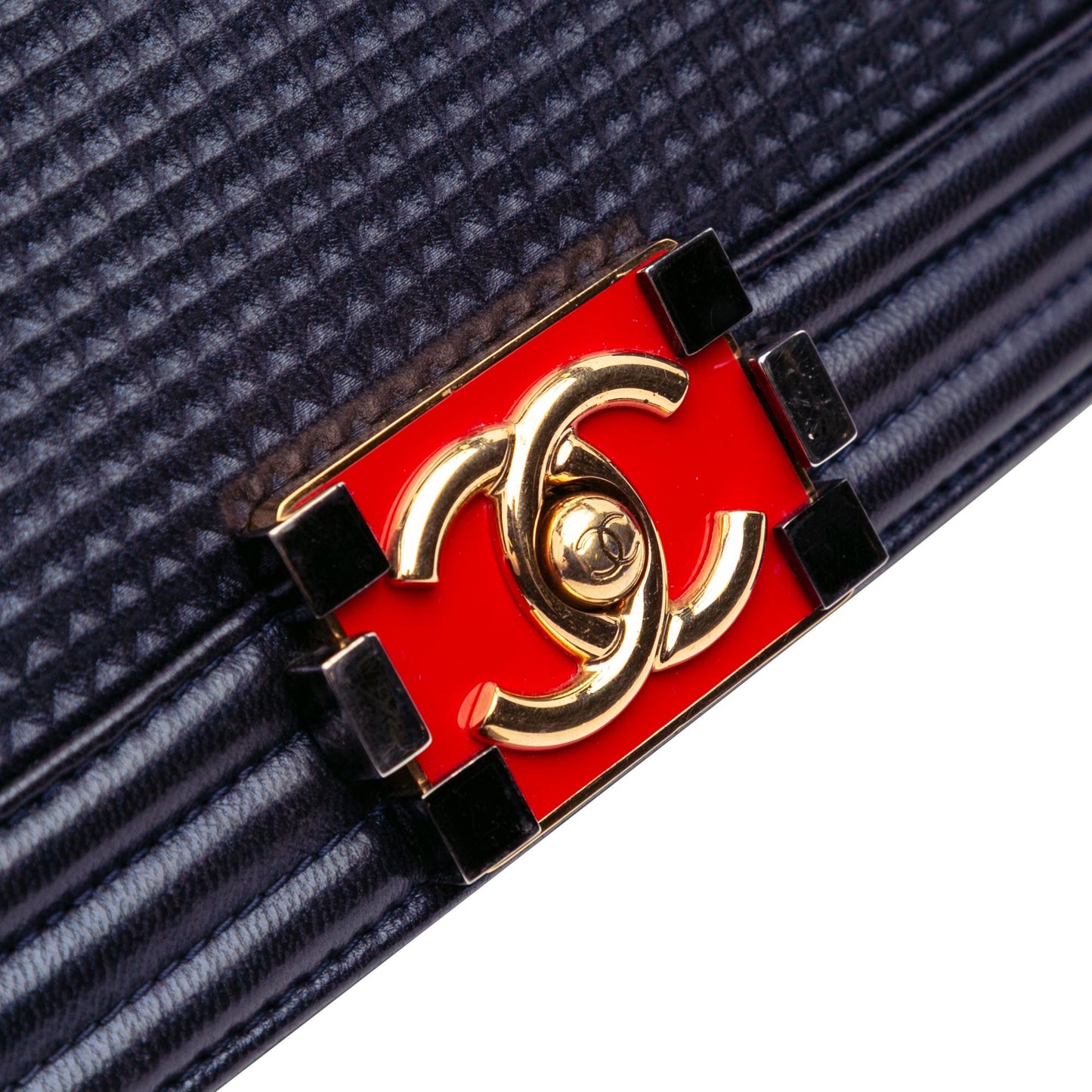 Chanel Large Lambskin Embossed Boy Cube Flap
