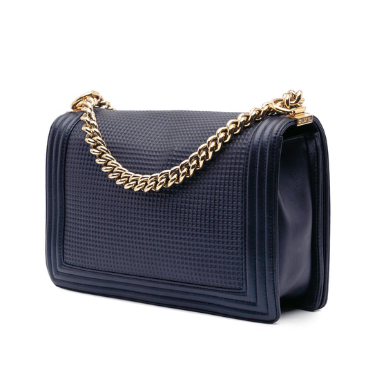 Chanel Large Lambskin Embossed Boy Cube Flap