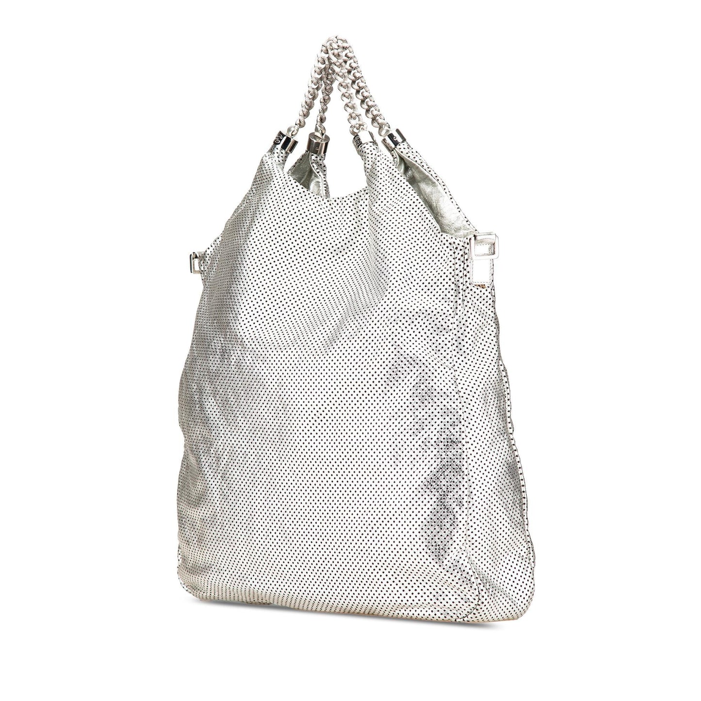 Chanel Large Metallic Glazed Calfskin Perforated Rodeo Drive Satchel