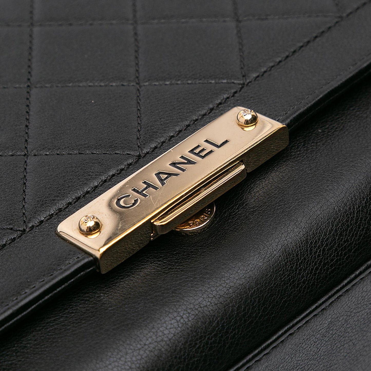 Chanel Large Quilted Calfskin Label Click Flap