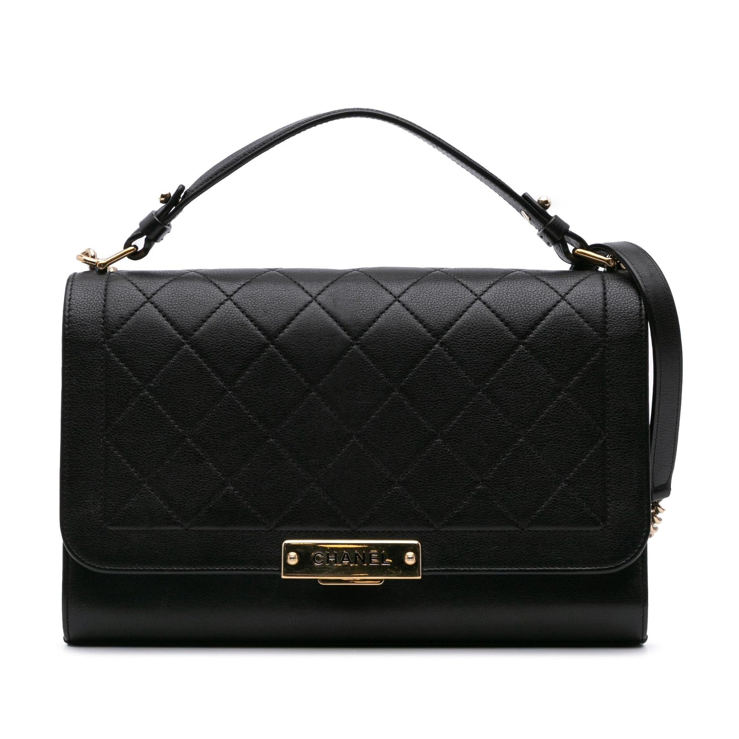 Chanel Large Quilted Calfskin Label Click Flap