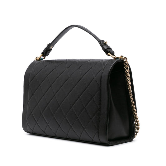 Chanel Large Quilted Calfskin Label Click Flap