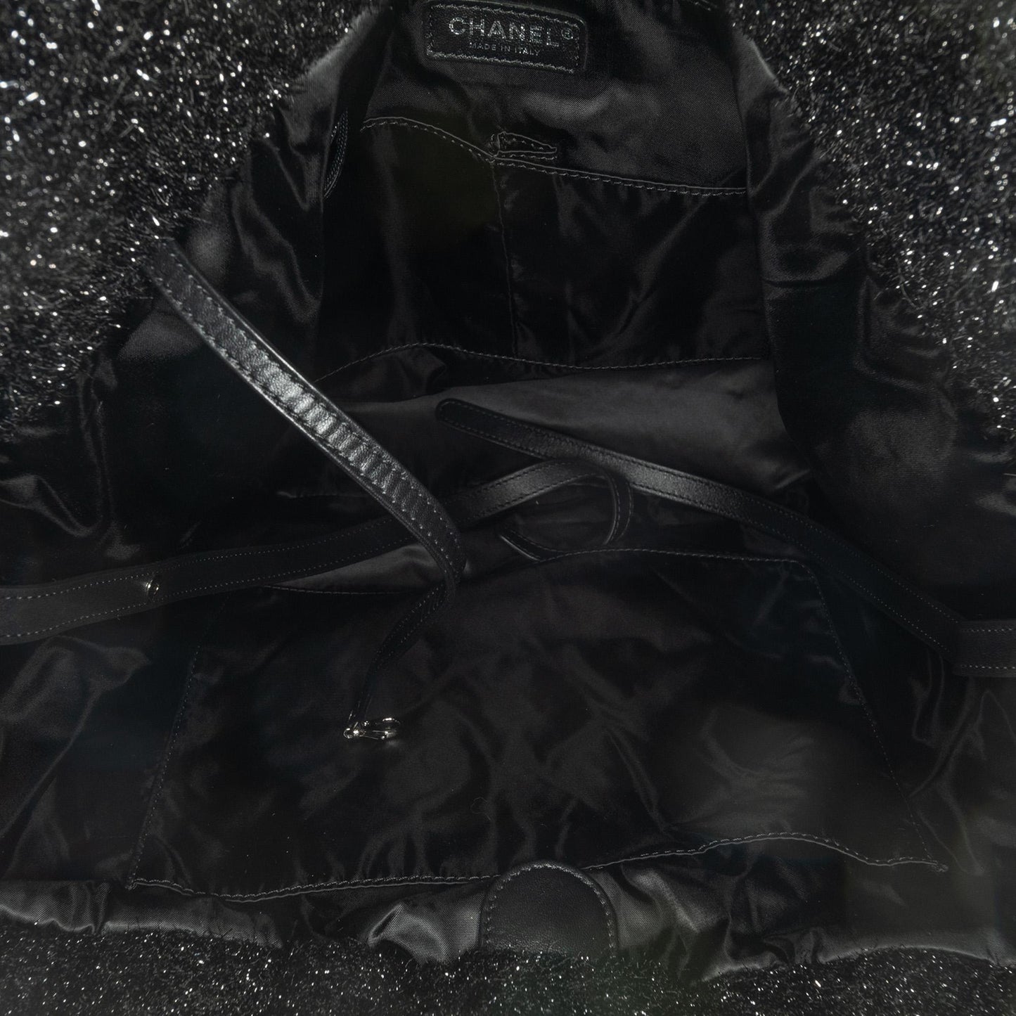 Chanel Large Quilted Knit Pluto Glitter Satchel