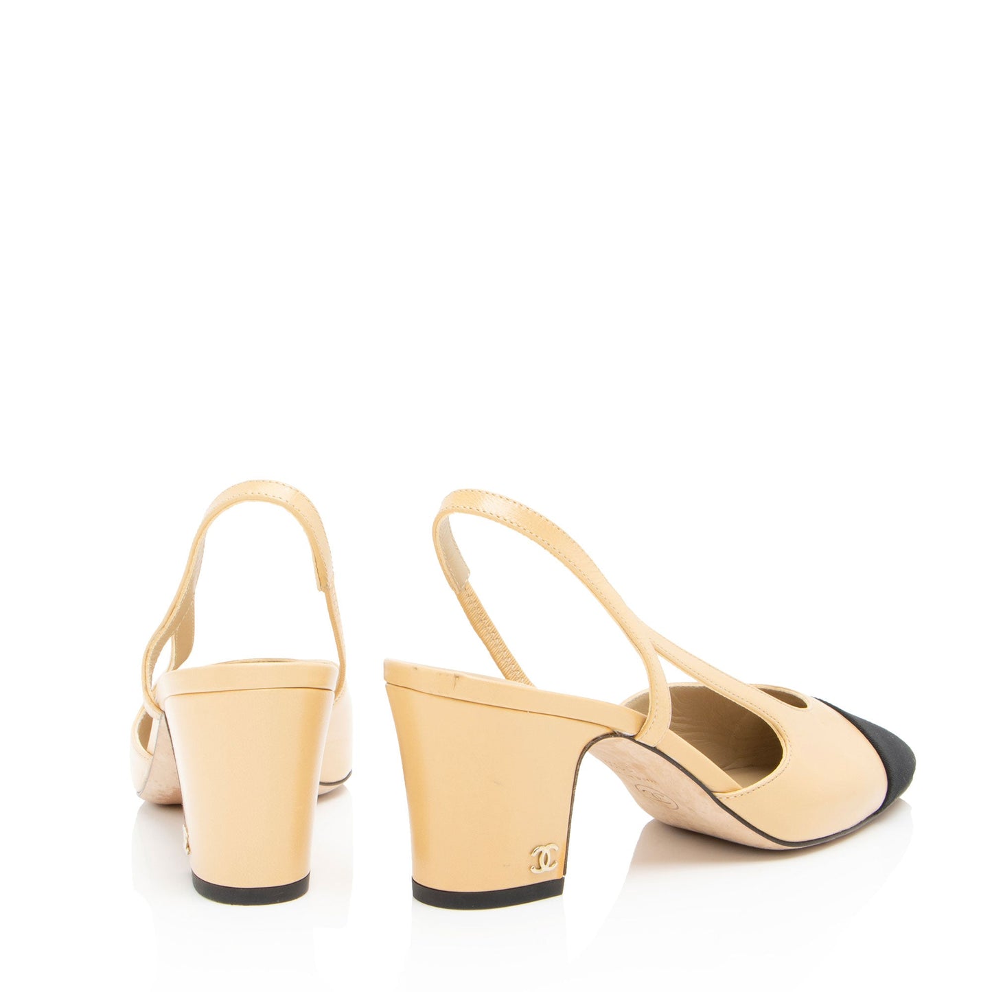 Chanel Leather Grosgrain Cap Toe Pumps - Size 6.5 / 36.5