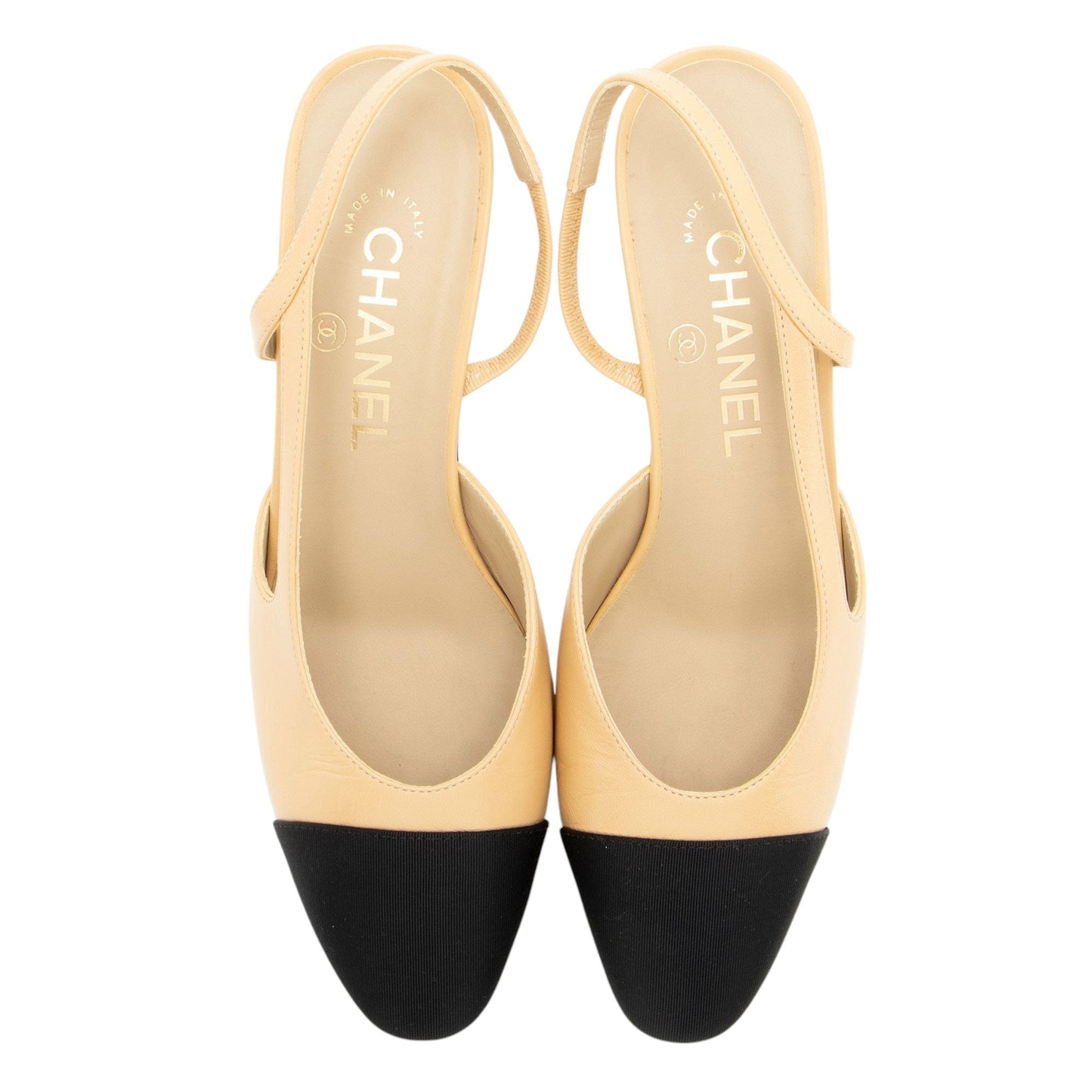 Chanel Leather Grosgrain Cap Toe Pumps - Size 6.5 / 36.5