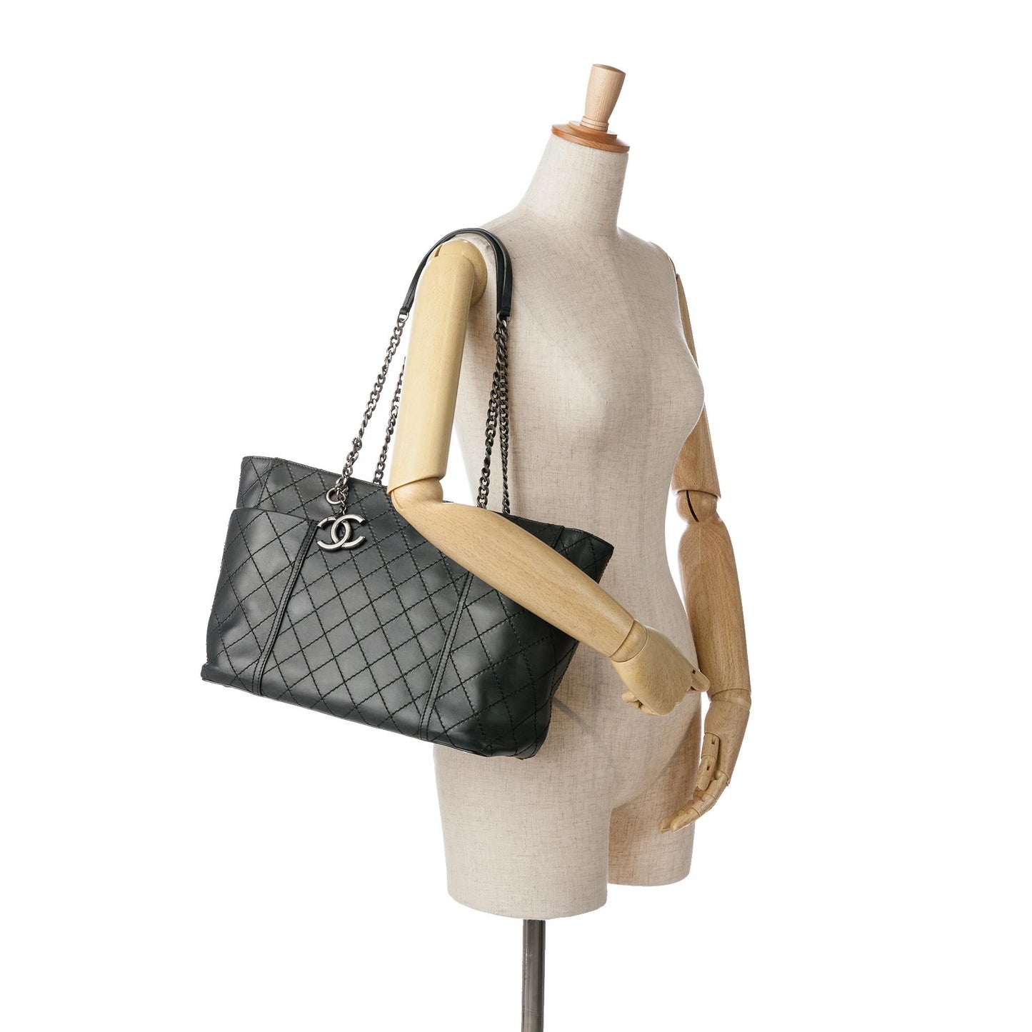 Chanel Medium CC Stitched Calfskin Pocket Zipped Chain Tote