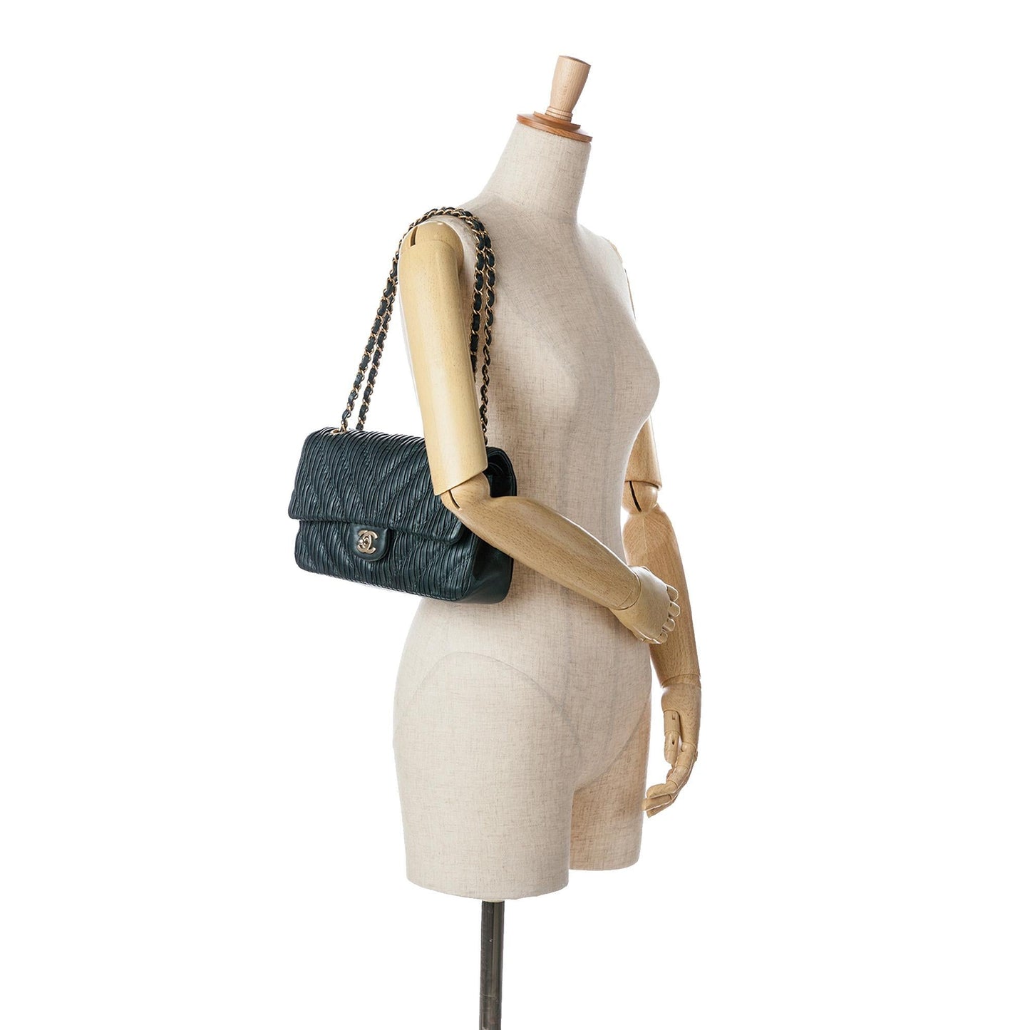 Chanel Medium Calfskin Coco Pleats Double Flap (SHG-XXiROs)