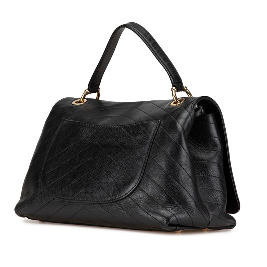 Chanel Medium Chevron Calfskin Elaphe Stitched Chic Top Handle Flap
